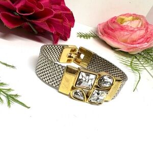 VINTAGE⚜️Two Tone Rhinestone Mesh Bracelet